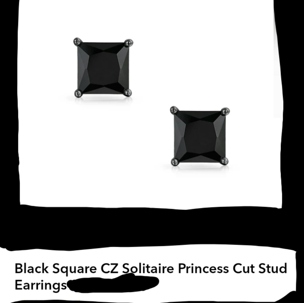 NWOT Exquisite. Large black cz studs. NEVER WORN